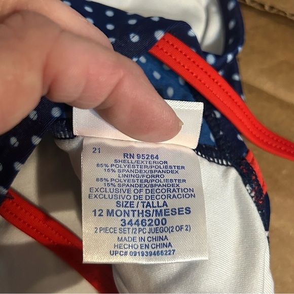 B.T. Kids Baby Girl’s Blue Bathing Suit w/Duck &  Umbrella Appliqué Size 12Month - Picture 6 of 9